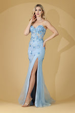 Load image into Gallery viewer, LA Merchandise LAABZ9019 Strapless Corset Sweetheart Floral Prom Gown - BABY BLUE - Dress LA Merchandise