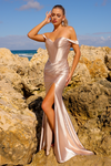 Load image into Gallery viewer, LA Merchandise LAABZ9030 Detachable Off Shoulder Prom Evening Gown - CHAMPAGNE - Dress LA Merchandise