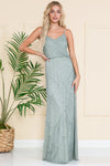Load image into Gallery viewer, LA Merchandise LAAIN001 Long Embellished Spaghetti Straps Formal Gown - SAGE - LA Merchandise