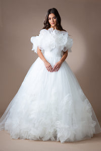 LA Merchandise LAASU079B 3D Floral Wedding White A-line Bridal Dress - - Dress LA Merchandise
