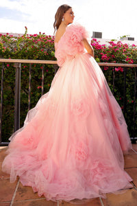 LA Merchandise LAASU079 A-line Mesh Pageant Formal Floral Prom Gown - - Dress LA Merchandise