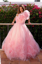 Load image into Gallery viewer, LA Merchandise LAASU079 A-line Mesh Pageant Formal Floral Prom Gown - BLUSH - Dress LA Merchandise