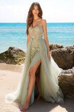 Load image into Gallery viewer, LA Merchandise LAATM1002 Strapless Wholesale Dress W/ Sheer Overskirt - SAGE - Dress LA Merchandise