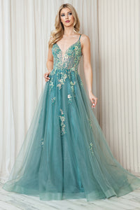 LA Merchandise LAATM1003 Embroidered Wholesale A-Line Pageant Gown - - LA Merchandise