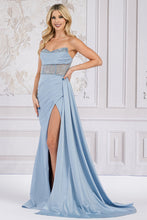 Load image into Gallery viewer, LA Merchandise LAATM1005 Sweetheart Sheer Bodice Prom Gown - DUSTY BLUE - Dress LA Merchandise