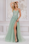 Load image into Gallery viewer, LA Merchandise LAATM1006 Corset Back Embroidery Pageant Gown - SAGE - Dress LA Merchandise