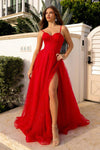 Load image into Gallery viewer, LA Merchandise LAATM1022 A-line Glitter Corset Bone Prom Long Dress - RED - Dress LA Merchandise