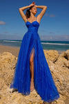 Load image into Gallery viewer, LA Merchandise LAATM1022 A-line Glitter Corset Bone Prom Long Dress - ROYAL BLUE - Dress LA Merchandise