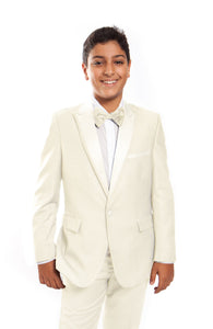LA Merchandise LABT187SA 4 Piece Classy Boys Tuxedo Suit - IVORY - Boys suits LA Merchandise