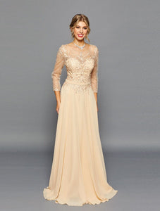 LA Merchandise LADK304 A-line Mother Of The Bride Dress - CHAMPAGNE - LA Merchandise