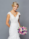 Load image into Gallery viewer, LA Merchandise LADK423 Cap Sleeve Mermaid Embroidered Wedding Dress - - Dresses LADK