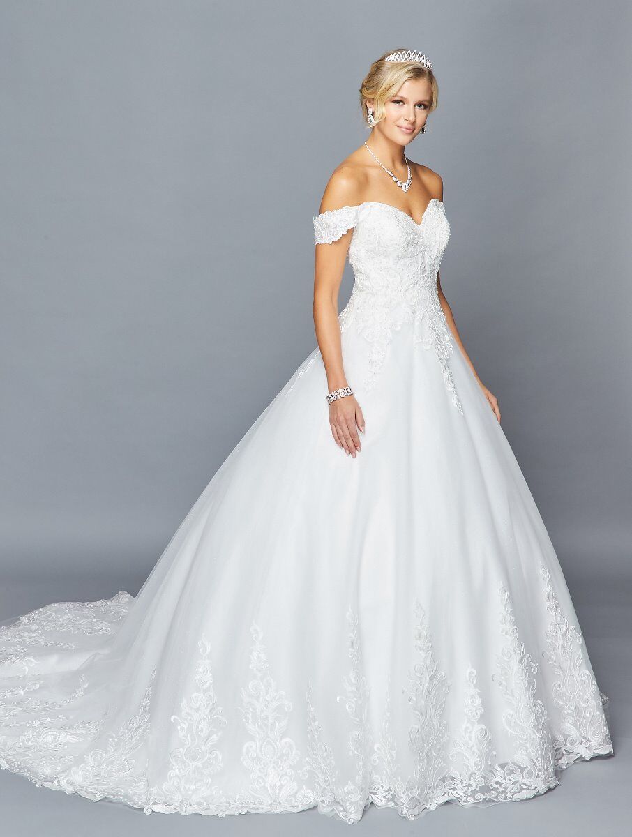 LA Merchandise LADK424 Off Shoulder Wedding Destination A-line Gown - IVORY - Dresses LA Merchandise