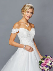 LA Merchandise LADK424 Off Shoulder Wedding Destination A-line Gown - - Dresses LA Merchandise