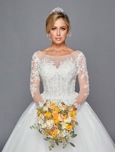 LA Merchandise LADK442 Sheer Long Sleeve A-line Wedding Gown - - Dresses LA Merchandise