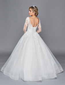 LA Merchandise LADK442 Sheer Long Sleeve A-line Wedding Gown - - Dresses LA Merchandise