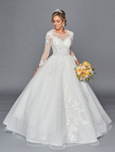 LA Merchandise LADK443 Cut Out Back Long Sleeve Bridal Gown - IVORY - Dresses LA Merchandise