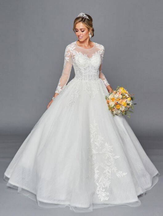 LA Merchandise LADK443 Cut Out Back Long Sleeve Bridal Gown - IVORY - Dresses LA Merchandise