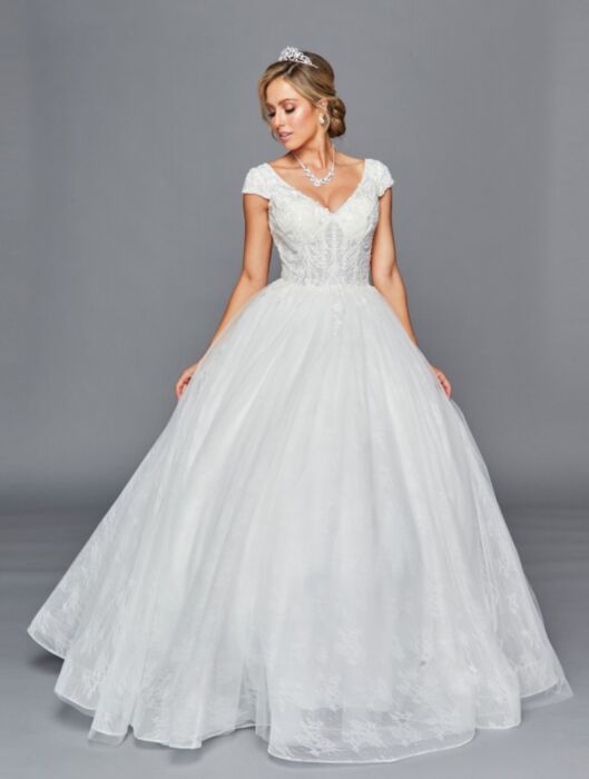 LA Merchandise LADK444 Cap Sleeves Wedding Destination Corset Gown - IVORY - Dresses LA Merchandise