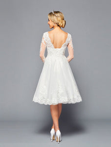 LA Merchandise LADK451 Knee Length Vintage Wedding Long Sleeves Dress - - LA Merchandise