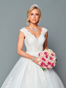LA Merchandise LADK452 Cap Sleeves A-line Wedding Embroidered Dress - - Dresses LA Merchandise