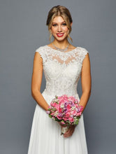Load image into Gallery viewer, LA Merchandise LADK455 Boat Neck Bridal Chiffon Wedding Dress - - Dresses LA Merchandise
