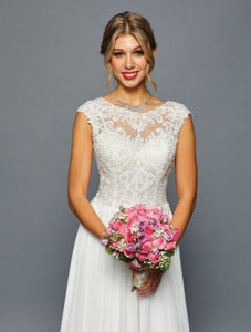 LA Merchandise LADK455 Boat Neck Bridal Chiffon Wedding Dress - - Dresses LA Merchandise