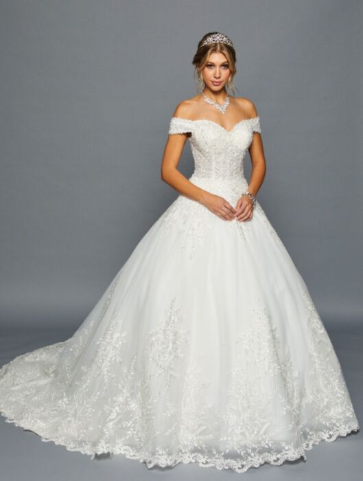 LA Merchandise LADK458 Off Shoulder Wedding Reception Ball Gown - IVORY - Dresses LA Merchandise