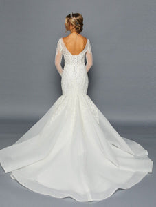 LA Merchandise LADK459 Long Sleeve Bridal Mermaid Wedding Gown - - Dresses LA Merchandise