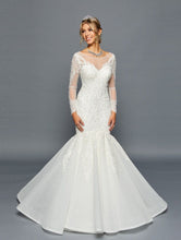 Load image into Gallery viewer, LA Merchandise LADK459 Long Sleeve Bridal Mermaid Wedding Gown - IVORY - Dresses LA Merchandise