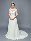 Load image into Gallery viewer, LA Merchandise LADK468 A-line Court Train Wedding Chiffon Dress - IVORY - Dresses LADK