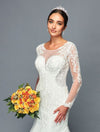 Load image into Gallery viewer, LA Merchandise LADK470 Illusion Boat Neck Lace Applique Wedding Dress - - Dresses LA Merchandise