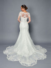Load image into Gallery viewer, LA Merchandise LADK470 Illusion Boat Neck Lace Applique Wedding Dress - - Dresses LA Merchandise