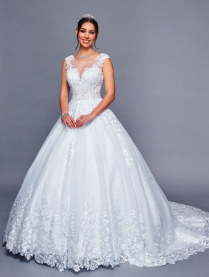 LA Merchandise LADK474 Embroidered Wedding Ball Gown - WHITE - Dresses LA Merchandise