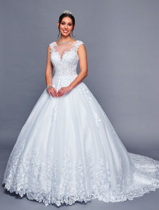 LA Merchandise LADK474 Embroidered Wedding Ball Gown - WHITE - Dresses LA Merchandise