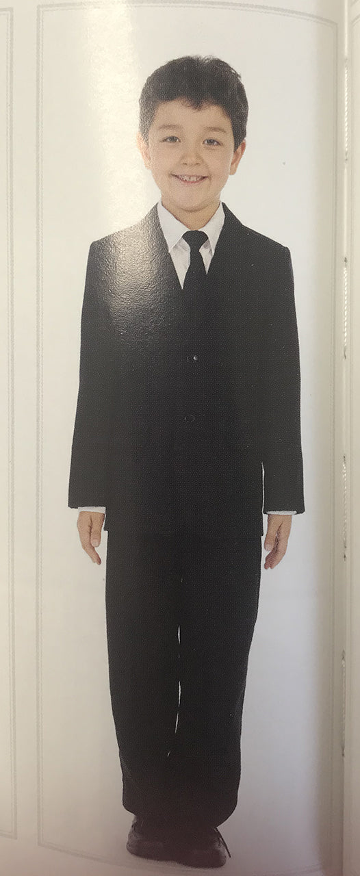 LA Merchandise LADTX318 5 pc Slim Fit Solid Boys Suit Set - BLACK - Boys suits LA Merchandise
