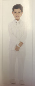 LA Merchandise LADTX318 5 pc Slim Fit Solid Boys Suit Set - WHITE - Boys suits LA Merchandise