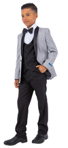 Load image into Gallery viewer, LA Merchandise LAPBT283SA 5 pc Two Toned Boys Perry Ellis Tuxedo Suit - - Boys suits LA Merchandise