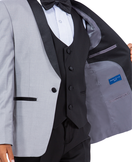 LA Merchandise LAPBT283SA 5 pc Two Toned Boys Perry Ellis Tuxedo Suit - - Boys suits LA Merchandise
