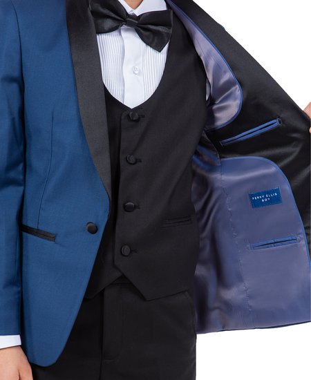 LA Merchandise LAPBT283SA 5 pc Two Toned Boys Perry Ellis Tuxedo Suit - - Boys suits LA Merchandise