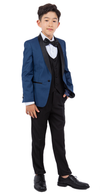 Load image into Gallery viewer, LA Merchandise LAPBT283SA 5 pc Two Toned Boys Perry Ellis Tuxedo Suit - INDIGO BLACK - Boys suits LA Merchandise