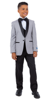 Load image into Gallery viewer, LA Merchandise LAPBT283SA 5 pc Two Toned Boys Perry Ellis Tuxedo Suit - LIGHT GREY BLACK - Boys suits LA Merchandise
