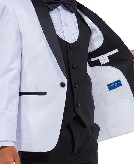 LA Merchandise LAPBT283SA 5 pc Two Toned Boys Perry Ellis Tuxedo Suit - - Boys suits LA Merchandise