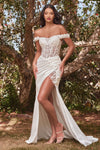 Load image into Gallery viewer, LA Merchandise LAR0186 3D Floral Off Shoulder Prom Gown - OFF WHITE - Dress LA Merchandise