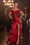 Load image into Gallery viewer, LA Merchandise LAR0186 3D Floral Off Shoulder Prom Gown - BURGUNDY - Dress LA Merchandise