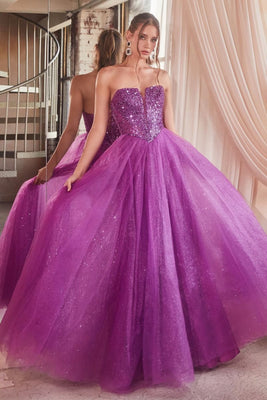 LA Merchandise LAR0217 Sequin Bodice Strapless Long Prom Dress - AMETHYST - Dress LA Merchandise