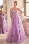Load image into Gallery viewer, LA Merchandise LAR0217 Sequin Bodice Strapless Long Prom Dress - DUSTY LAVENDER - Dress LA Merchandise
