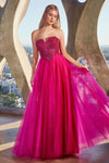 Load image into Gallery viewer, LA Merchandise LAR0217 Sequin Bodice Strapless Long Prom Dress - MAGENTA - Dress LA Merchandise