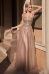 Load image into Gallery viewer, LA Merchandise LAR0217 Sequin Bodice Strapless Long Prom Dress - MOCHA GOLD - Dress LA Merchandise