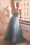 Load image into Gallery viewer, LA Merchandise LAR0217 Sequin Bodice Strapless Long Prom Dress - SMOKY BLUE - Dress LA Merchandise