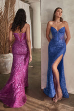 Load image into Gallery viewer, LA Merchandise LAR0227 Strapless Beaded Corset Side Slit Pageant Gown - DEEP BLUE - Dress LA Merchandise